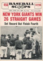 1961 Nu-Card Baseball Scoops #456 New York Giants Win 26 Straight Games Baseball Card