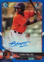 2018 Bowman Prospects Autographs Chrome #CM Cedric Mullins Blue Refractor Baseball Card