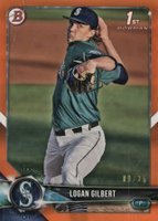 2018 Bowman Draft #BD63 Logan Gilbert Orange Baseball Card