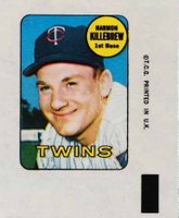 1969 Topps Decals # Harmon Killebrew Baseball Card