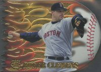 1996 Pacific Prism Flame Throwers #FT-3 Roger Clemens Baseball Card