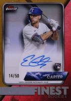 2024 Topps Finest Finest Rookie Design Variation Autographs #FREC Evan Carter Gold Refractor Baseball Card