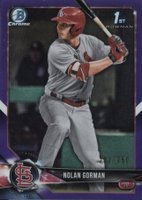 2018 Bowman Draft #BDC117 Nolan Gorman Chrome-Purple Refractor Baseball Card