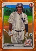 2020 Bowman 1st Edition #BFE8 Jasson Dominguez Orange Foil Baseball Card