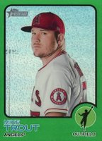 2022 Topps Heritage #100 Mike Trout Chrome-Green Refractor Baseball Card