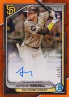 2024 Bowman Chrome Chrome Rookie Autographs #CRAJM Jackson Merrill Orange Refractor Baseball Card