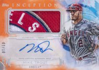 2019 Topps Inception Autograph Patch #IAP-MT Mike Trout Orange Baseball Card
