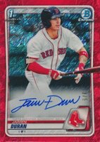 2020 Bowman Chrome Prospect Autographs #CPAJD Jarren Duran Red Shimmer Baseball Card