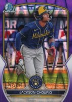 2023 Bowman Chrome Prospects #BCP76 Jackson Chourio Purple Raywave Refractor Baseball Card