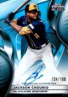 2025 Topps Chrome Black Autographs #JC Jackson Chourio Blue Refractor Baseball Card