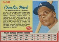1962 Post Cereal #102 Charlie Neal Baseball Card