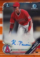 2019 Bowman Draft Chrome Draft Picks Autograph #CDAKP Kyren Paris Orange Refractor Baseball Card