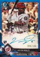 2018 Bowman Rookie Autographs Chrome #VR Victor Robles Blue Refractor Baseball Card
