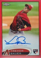 2012 Topps Chrome #TB Trevor Bauer Autograph-Red Refractor Baseball Card