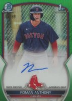 2023 Bowman Chrome Prospect Autographs #CPARA Roman Anthony Green Refractor Baseball Card