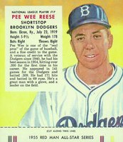1955 Red Man Tobacco #17 Pee Wee Reese Baseball Card