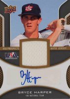 2009 Upper Deck Signature Stars USA Star Prospects Jersey Autographs #BH Bryce Harper Baseball Card