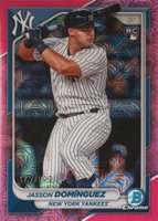 2024 Bowman Mega Box Chrome #17 Jasson Dominguez Pink Refractor Baseball Card