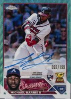 2023 Topps Chrome Rookie Autograph #RAMH Michael Harris II Aqua Wave Baseball Card
