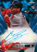 2018 Topps Chrome Rookie Autograph #RA-RD Rafael Devers Blue Refractor Baseball Card