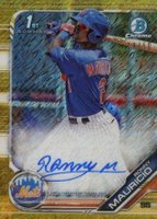 2019 Bowman Prospect Autographs Chrome #RM Ronny Mauricio Gold Shimmer Baseball Card