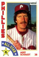 1984 Topps Nestle Hand Cut #388 Mike Schmidt Baseball Card