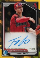 2024 Bowman Sapphire Edition Chrome Prospects Sapphire Autographs #TT Tommy Troy Gold Baseball Card