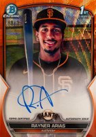 2023 Bowman Chrome Prospect Autographs #CPARA Rayner Arias Orange Wave Baseball Card
