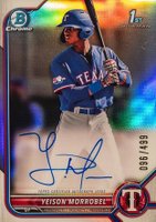 2022 Bowman Chrome Prospect Autographs #CPAYML Yeison Morrobel Refractor Baseball Card