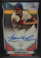 2014 Bowman Chrome Draft Pick Autograph #AN Aaron Nola Black Refractor Baseball Card