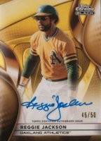 2025 Topps Chrome Black Autographs #RJA Reggie Jackson Gold Refractor Baseball Card