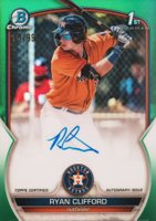 2023 Bowman Chrome Prospect Autographs #CPARC Ryan Clifford Green Refractor Baseball Card