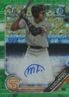 2019 Bowman Prospect Autographs Chrome #ML Marco Luciano Green Shimmer Baseball Card