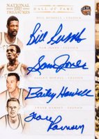 2010 Playoff National Treasures Hall of Fame Signatures Quads #3 Bill Russell/Bailey Howell/Frank Ramsey/Sam Jones Basketball Card
