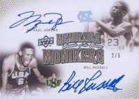 2009 Upper Deck Greats of the Game Memorable Monikers Dual #MMJR Bill Russell/Michael Jordan Basketball Card
