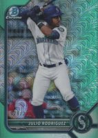 2022 Bowman Mega Box Chrome #45 Julio Rodriguez Aqua Refractor Baseball Card