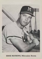 1962 Jay Publishing Photos-Type 2 # Eddie Mathews Batting-Close Up Baseball Card