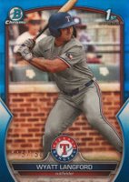 2023 Bowman Draft #BDC106 Wyatt Langford Chrome-Blue Baseball Card