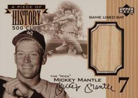 1999 Upper Deck Piece of History 500 HR Club #536HR Mickey Mantle Baseball Card