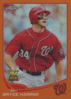 2013 Topps Chrome #220 Bryce Harper Watching Ball-Orange Refractor Baseball Card