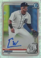 2020 Bowman Chrome Prospect Autographs #CPAIP Isaac Paredes Refractor Baseball Card