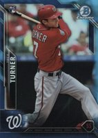 2016 Bowman Chrome #51 Trea Turner Blue Refractor Baseball Card