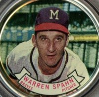 1964 Topps Coins #88 Warren Spahn Baseball Card