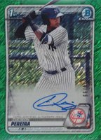 2020 Bowman Chrome Prospect Autographs #CPAEP Everson Pereira Green Shimmer Baseball Card