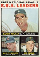 1964 Topps #1 N.L. E.R.A. Leaders Baseball Card