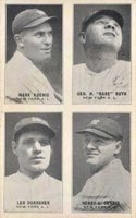 1929 Exhibits Four-on-one #21 Durocher/Gehrig/Koenig/Ruth Baseball Card