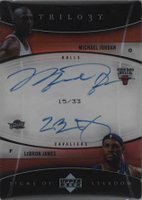2006 Upper Deck Trilogy Signs of Stardom Dual Autograph #SOSJJ LeBron James/Michael Jordan Basketball Card