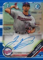 2019 Bowman Chrome Prospects Autographs #CPAJDU Jhoan Duran Blue Refractor Baseball Card