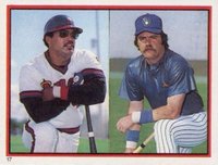 1983 Topps Stickers #17 Reggie Jackson/Gorman Thomas Baseball Card