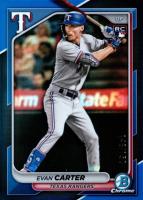2024 Bowman Chrome #65 Evan Carter Blue Refractor Baseball Card